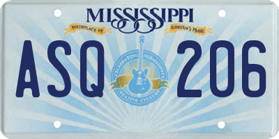 MS license plate ASQ206
