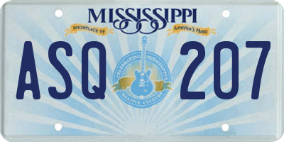 MS license plate ASQ207