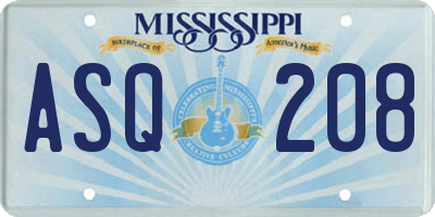 MS license plate ASQ208