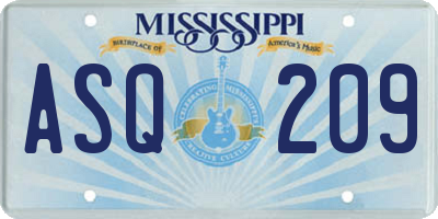 MS license plate ASQ209