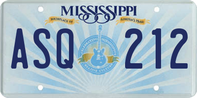 MS license plate ASQ212