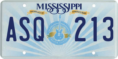 MS license plate ASQ213