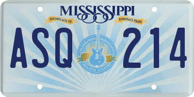 MS license plate ASQ214