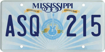 MS license plate ASQ215