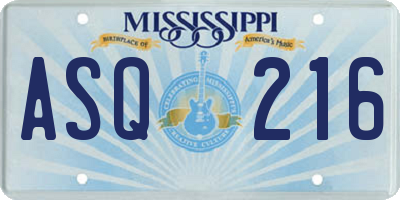MS license plate ASQ216