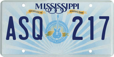MS license plate ASQ217