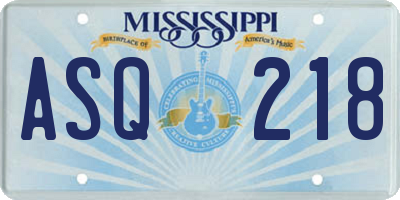 MS license plate ASQ218