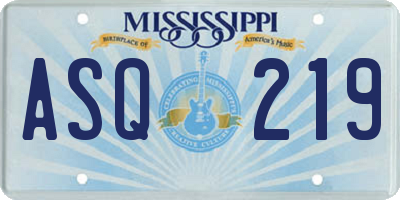 MS license plate ASQ219