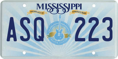 MS license plate ASQ223
