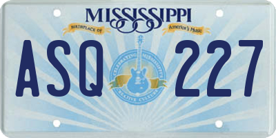 MS license plate ASQ227