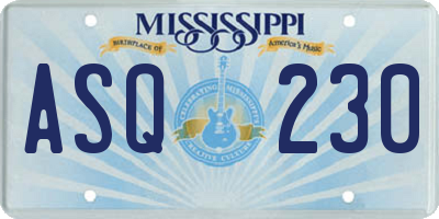 MS license plate ASQ230