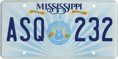 MS license plate ASQ232