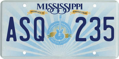 MS license plate ASQ235