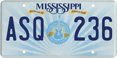 MS license plate ASQ236