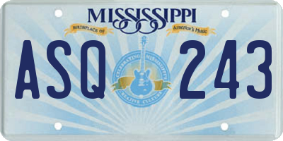 MS license plate ASQ243