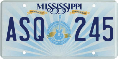 MS license plate ASQ245