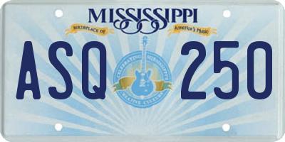 MS license plate ASQ250