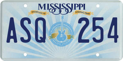 MS license plate ASQ254
