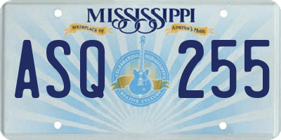 MS license plate ASQ255
