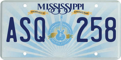MS license plate ASQ258