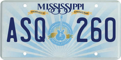 MS license plate ASQ260