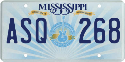 MS license plate ASQ268