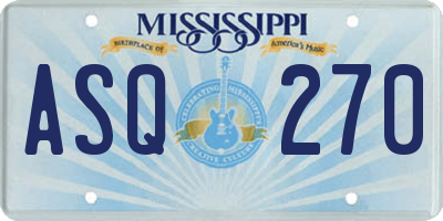 MS license plate ASQ270