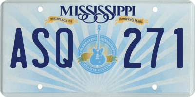 MS license plate ASQ271