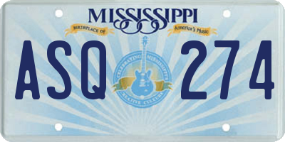 MS license plate ASQ274