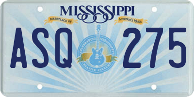 MS license plate ASQ275