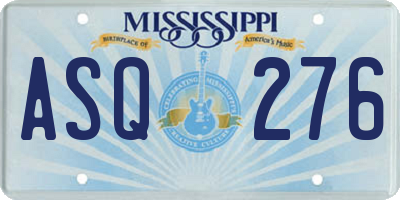MS license plate ASQ276