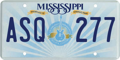 MS license plate ASQ277