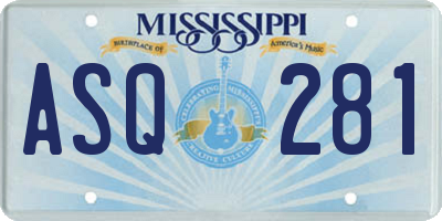 MS license plate ASQ281