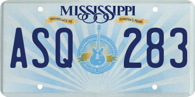 MS license plate ASQ283