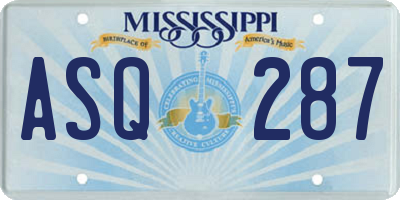 MS license plate ASQ287