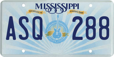 MS license plate ASQ288