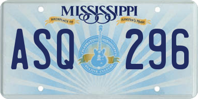 MS license plate ASQ296