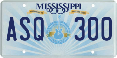 MS license plate ASQ300
