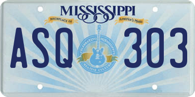 MS license plate ASQ303
