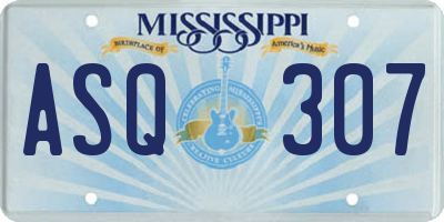 MS license plate ASQ307