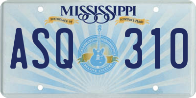 MS license plate ASQ310