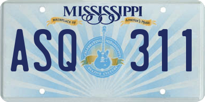 MS license plate ASQ311