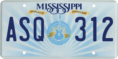 MS license plate ASQ312