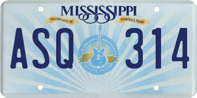 MS license plate ASQ314