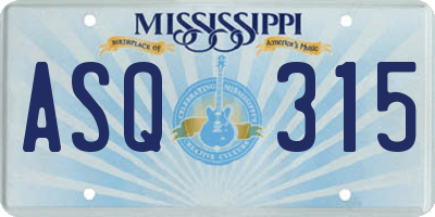 MS license plate ASQ315