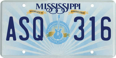 MS license plate ASQ316