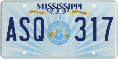 MS license plate ASQ317