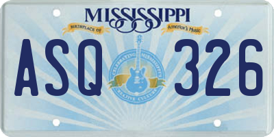 MS license plate ASQ326
