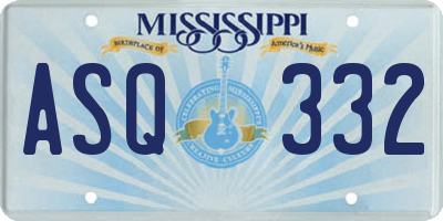 MS license plate ASQ332