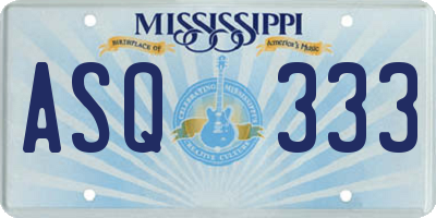 MS license plate ASQ333